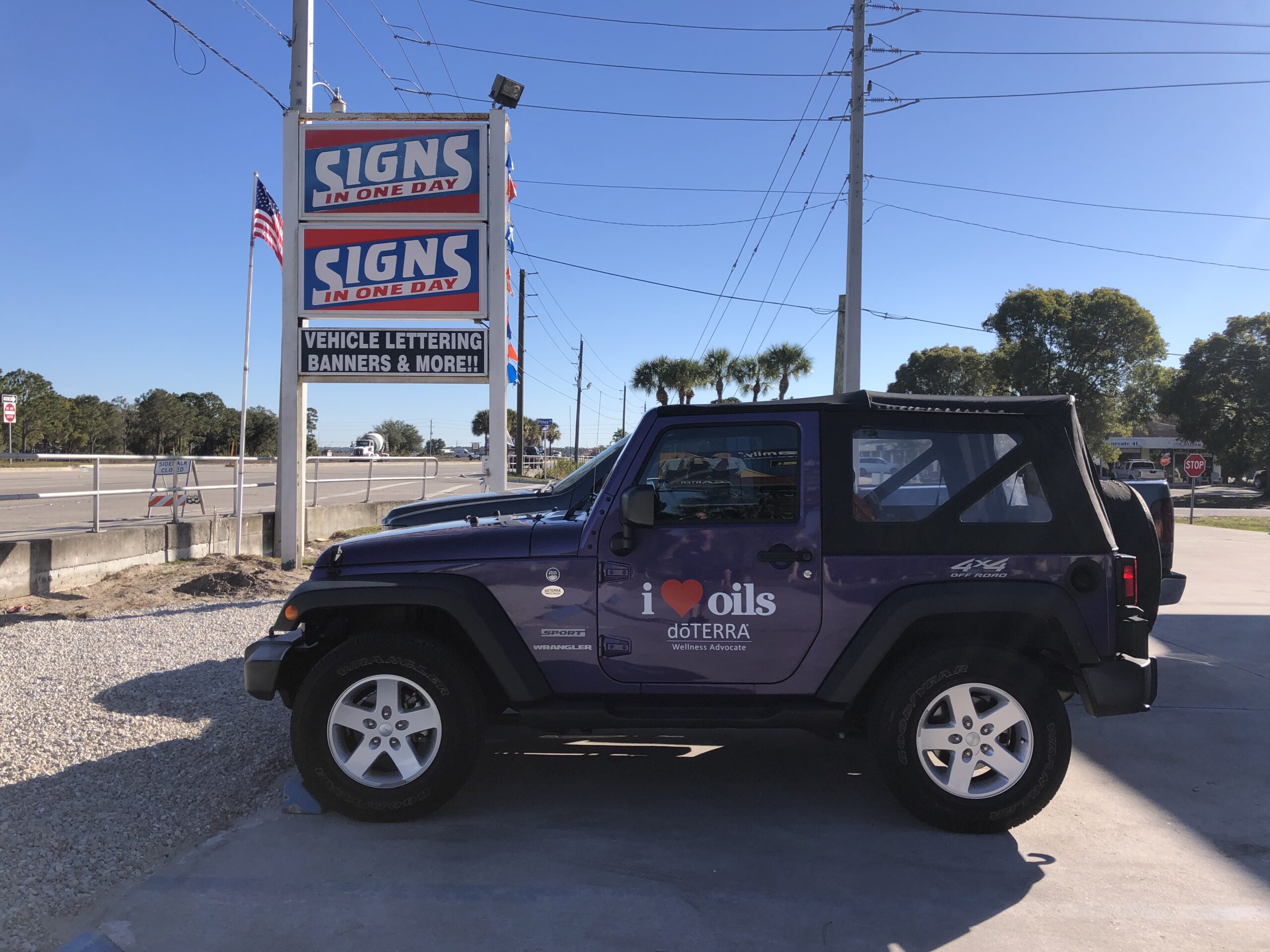 Signs in one day vehicle wrap